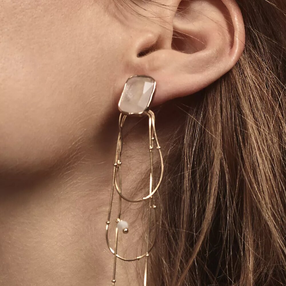 Anthropologie Stone Looped Chain Drop Earrings NWT